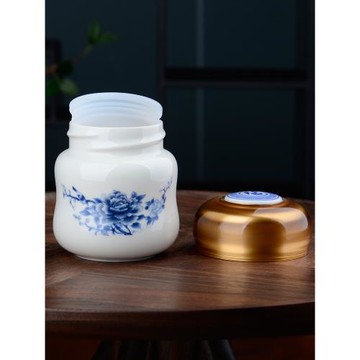 蜂蜜瓶陶瓷250g青花瓷小葫蘆罐茶葉密封罐枸杞瓶膏方罐液體專用瓶