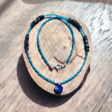 【曲水辰手作】阿富汗石與黑蛋白石項鍊