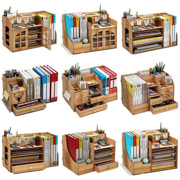 辦公室桌面雜物整理架文件夾收納盒抽屜式書立宿舍書桌置物架神器木質文件收納盒 文件收納 文件架 文架盒 辦公桌收納