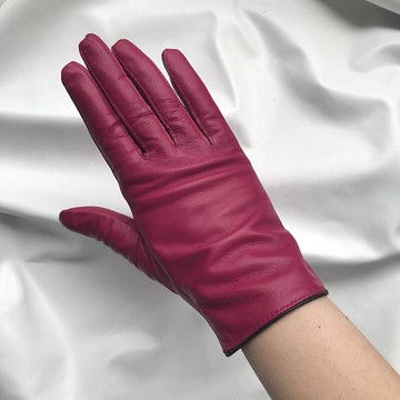 現貨+預購 真皮手套保暖手套-玫紅羊皮絨裡簡約女手套74by35【獨家進口】【米蘭精品】