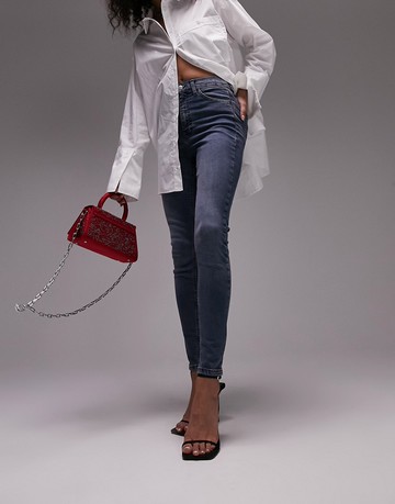 Topshop Jamie jeans in storm blue-Grey