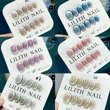 可隔日到貨！碎碎冰系列 純手工側光貓眼穿戴甲 超閃貓眼 短圓甲  手工甲 光療甲片 假指甲 指甲貼 韓國美甲