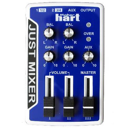 JUST MIXER Audio Mixer Battery USB Powered Portable Pocket Audio Mixer w  Stereo Channels (3.5mm) Plus On Off Switch Blue