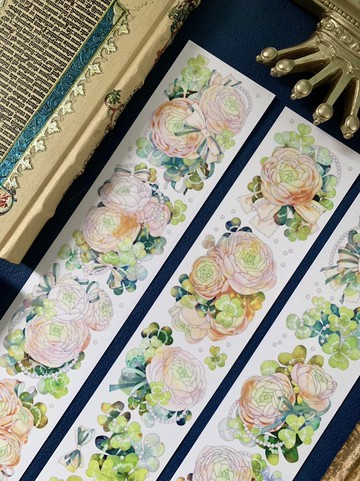 苜與春之約 芍薬 淡顏溫柔花草 PET 紙膠帶 貝殼光 10米卷 台灣製