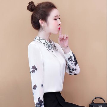 白色雪紡襯衫女春秋2026年新款減齡時尚氣質長袖上衣漂亮打底小衫