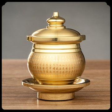 含運  供佛杯供水杯 純銅心經供水杯室內家用佛前佛堂圣水杯凈水杯觀音菩薩佛字佛具用