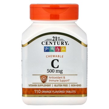 21st Century, 維生素 C 咀嚼片，橙味，500 毫克，110 片