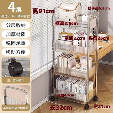 📣免運🔥臺灣出貨🔥【推車】透明亞克力小推車置物架客廳多層可移動衛生間收納架