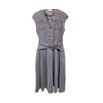 【二手精品 9.9成新】CHANEL香奈兒雙C刺繡無袖牛仔長洋裝(剪水洗標) 編號S441
