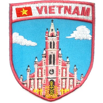 越南 粉紅教堂 熱燙補丁貼 胡志明 峴港 熨燙袖標 背膠布標 耶穌聖心堂 外套熨斗刺繡士氣章 貼章 徽章