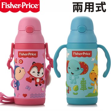 【優貝選】費雪 立體圖案 手把 背帶兩用式 保冷 保溫水壺 400ml