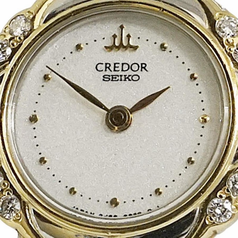 w♪SEIKO CREDOR セイコークレドール 腕時計 一部18金 ダイヤ8P 2J80-0030 ベルト社外品 ２針 クオーツ レディース 金時計  18KT | LINEブランドカタログ