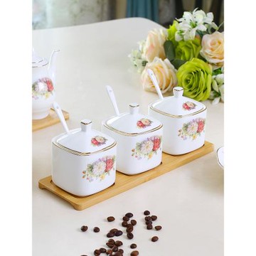 歐式骨瓷調味罐套裝鹽糖調料盒醬油壺醋瓶廚房家用陶瓷辣椒油罐子