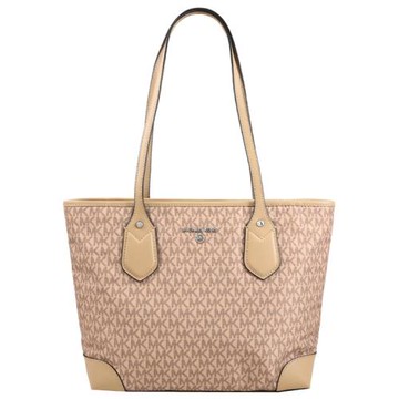 MICHAEL KORS EVA 浮雕LOGO印花款肩背托特包.淺棕