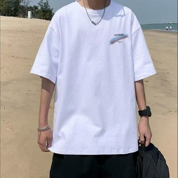 【台灣發貨】男裝印花短T 純棉重磅挺版oversize款簡約復古 潮流