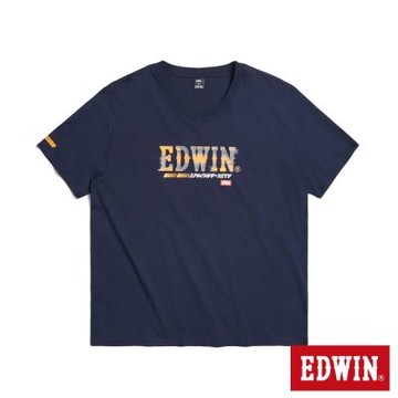 EDWIN 男裝 輪胎痕印花短袖T恤-丈青色