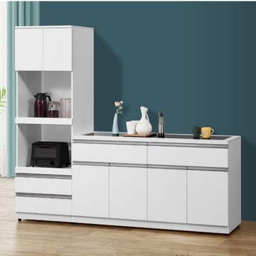 MUNA家居 歐恩7尺L型餐櫃/碗盤櫃(全組)(共兩色) 212.5X41X185cm