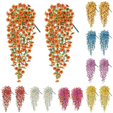 洛陽牡丹 仿真人造紫羅蘭假花壁掛尤加利綠植懸掛藤蔓家居裝飾2條