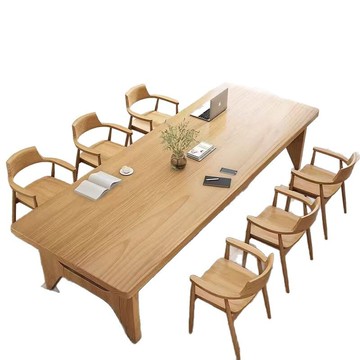 定制現代簡約全實木辦公桌工作臺 多人洽談會議桌辦公室多人書桌[DD030109]