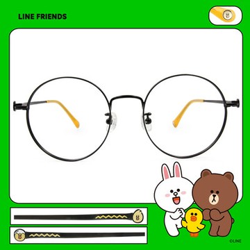 LINE FRIENDS★莎莉款｜蛋殼帽子 圓框眼鏡｜柑橘黑