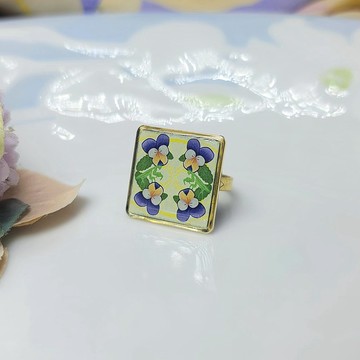 驚蟄 節氣花磚 手作 戒指 徽章 別針
