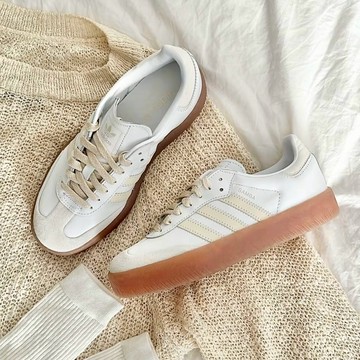 ADIDAS SAMBAE 奶油白 麂皮 焦糖底 厚底 德訓鞋 休閒鞋 女鞋 IE9107