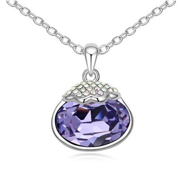 925純銀項鍊 水晶吊墜-時尚百搭精緻鑲鑽情人節生日禮物女飾品5色73ju248【獨家進口】【米蘭精品】