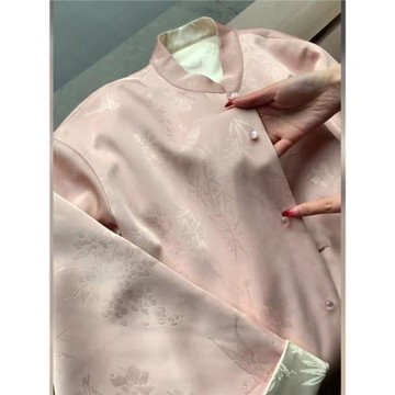 新中式國風醋酸緞面雙面穿外套女2025秋款小個子提花高端宋錦上衣