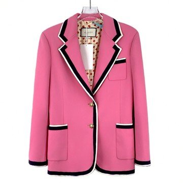 (S) gucci質感西裝排扣粉色外套