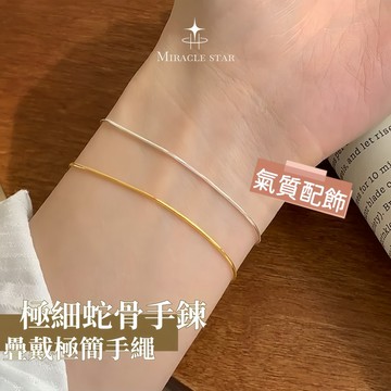 台灣現貨✨隔日到 純銀極細蛇骨素手鍊 冷淡風極簡設計女疊戴手飾
