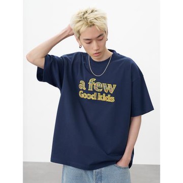 AFGK25SS民族風撞色貼布繡短袖T恤夏季男女美式休閑百搭情侶體恤