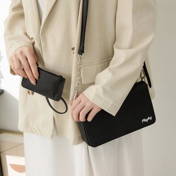 PLAYBOY - 側背包 Simplicity系列 - 黑色 - 送可拆式零錢包