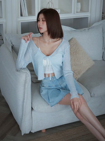 期待拆開屬於妳的每一份禮物；綁帶薄針織外套 三色