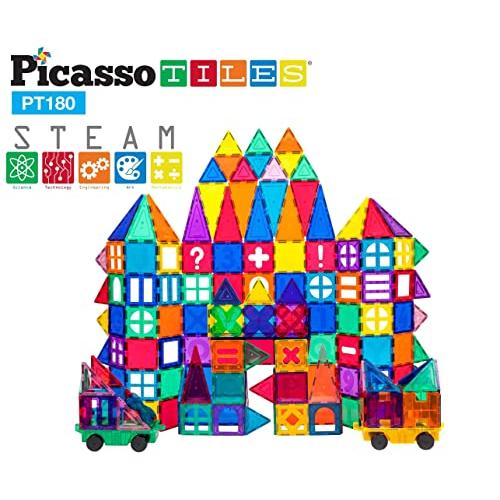 PicassoTiles 180 Piece Set 180pc Building Block Toy Deluxe