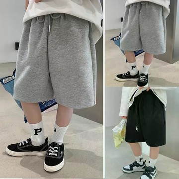 兒童裝男童夏裝褲短褲新款中褲夏季抽繩中大童純色運動褲童裝潮 童褲 兒童夏天褲子 男童短褲 運動五分褲