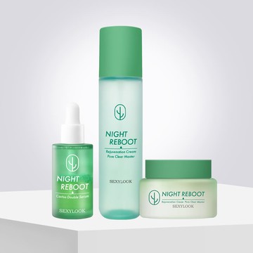 【SEXYLOOK 西西露】仙人掌發光雙精萃30ml(修修臉雙精華油)+仙人掌代謝夜光霜50ml+仙人掌代謝夜光水150ml (預購商品6/27陸續出貨)