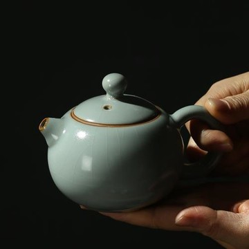 冠玉堂西施壺汝窯功夫茶具陶瓷小茶壺單壺天青家用喝茶泡茶壺