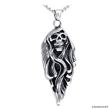 死神幽靈項鍊送禮盒龐克項鍊 鈦鋼項鍊 不生鏽 抗過敏 可戴著洗澡 惡南宅急店7417a