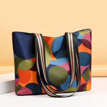 尼龍牛津布女包簡約撞色字母印花包百搭通勤單肩包休閑手提大包包