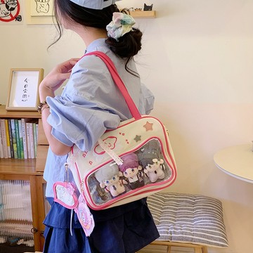 𝑳𝒖𝒄𝒌𝒚 𝒑𝒂𝒄𝒌✨小食量斜兜痛包愛斜挎手提文化女透明百搭日常穀子徽章跨境痛
