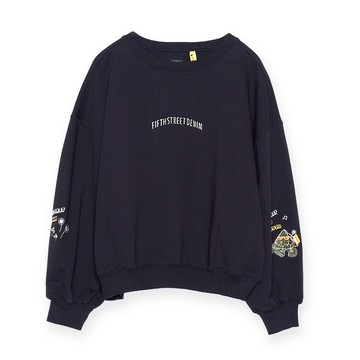 5th STREET｜山形｜女裝｜雪山圖案刺繡長袖T恤｜黑色