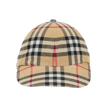 BURBERRY M號 格紋棉質帆布棒球帽(經典米色)