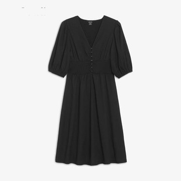 合款下 【MK】夏裝 純色氣質V領收腰短袖顯瘦連衣裙薄款中長裙女