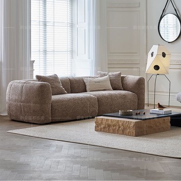 免運 可開票 大白沙發客廳小戶型美式沙發復古棕色奶油風別墅大平層布藝沙發 快速發貨