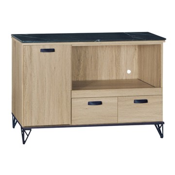 文創集 哈立爾 橡木紋3.9尺拉盤雲紋石面餐櫃-116x46x83cm免組