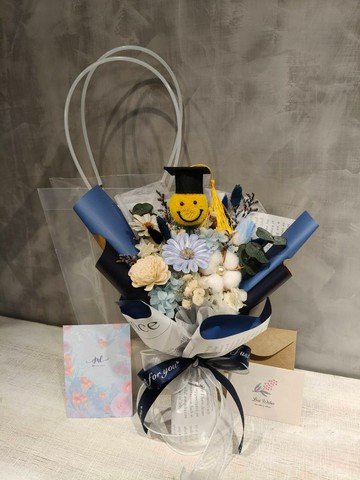 畢業花束-經典款 乾燥花 永生花 棉花 向日葵 太陽花 索拉花