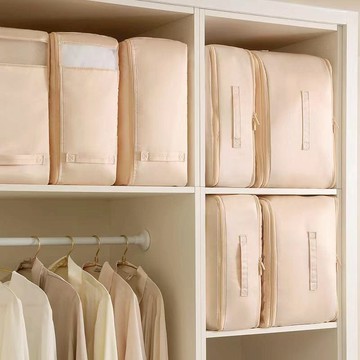 輕奢貢緞羽绒/蠶絲被專用壓縮收納袋 特大款-三色可選 008005 豆沙粉(特大款)