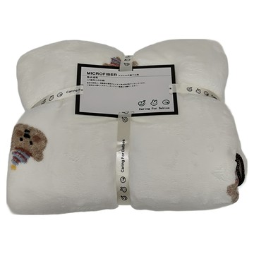 沐慕家居 珊瑚絨吸水毛巾和浴巾套組 毛巾35x80公分 浴巾90x160公分  生日小熊  1組