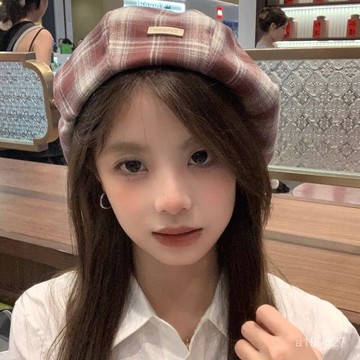 臺灣🚍8H出🉑格子貝雷帽子女薄款2025新款甜美日係多巴胺複古百搭顯臉小畵家帽