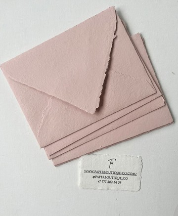 手工植感塵粉玫瑰信封，環保棉紙，婚禮邀請函，日本插畫